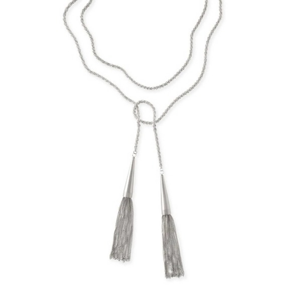 Kendra Scott Phara tassel lariat necklace silver - Picture 1 of 6